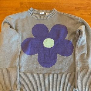 GAP Green Sweater with Purple and Green Flower